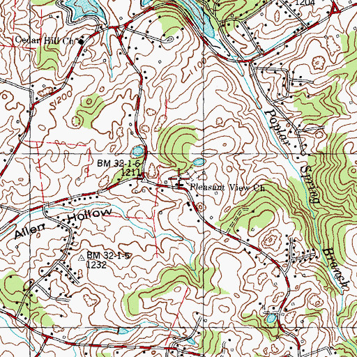 Topographic Map of Pleasant View Church, TN