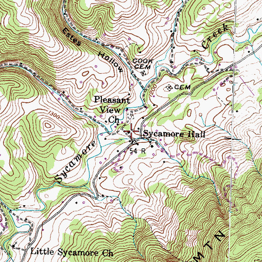 Topographic Map of Pleasant View Church, TN