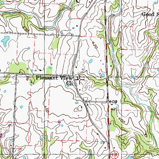 Topographic Map of Pleasant View Church, TN