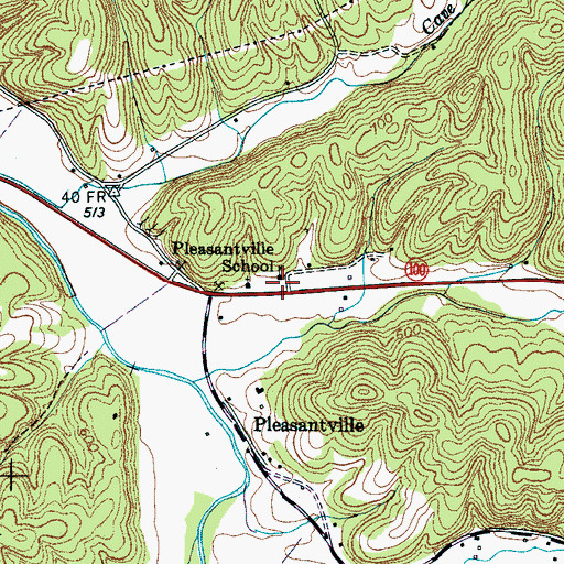 Topographic Map of Pleasantville School, TN