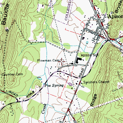 Topographic Map of Plowman Cemetery, TN