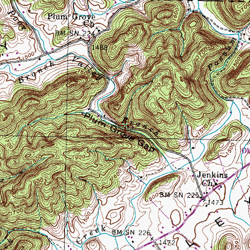 Topographic Map of Plum Grove Gap, TN