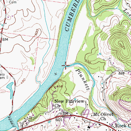 Topographic Map of Plunkett Creek, TN