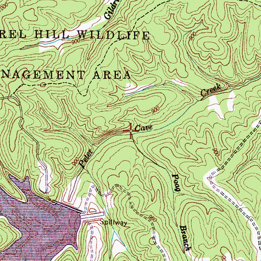 Topographic Map of Poag Branch, TN