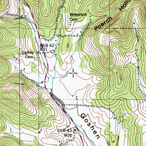 Topographic Map of Poarch Hollow, TN