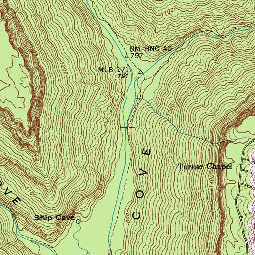 Topographic Map of Pocket Creek, TN