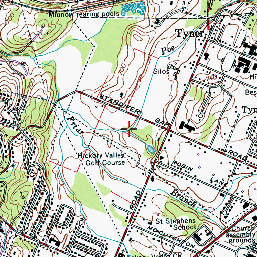 Topographic Map of Poe Branch, TN