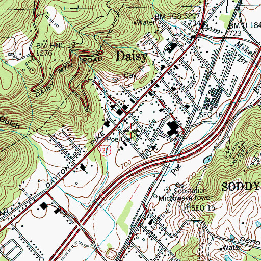 Topographic Map of Poe Cemetery, TN