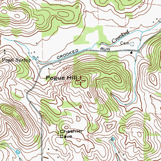 Topographic Map of Pogue Hill, TN