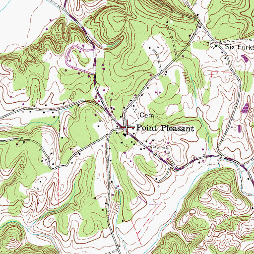 Topographic Map of Point Pleasant, TN