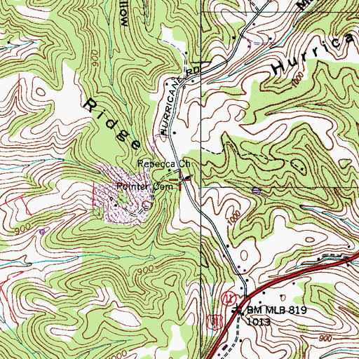 Topographic Map of Pointer Cemetery, TN
