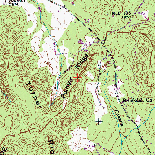 Topographic Map of Pointer Ridge, TN