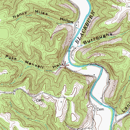 Topographic Map of Poke Mansell Hollow, TN