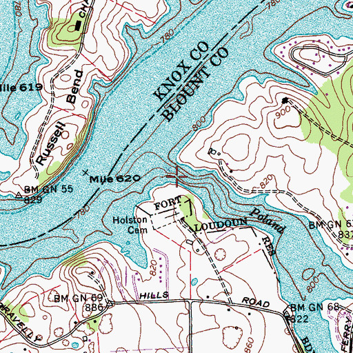 Topographic Map of Poland Creek, TN