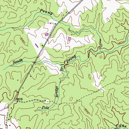 Topographic Map of Pole Bridge Branch, TN