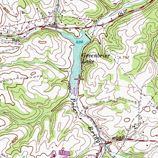 Topographic Map of Pole Bridge Branch, TN