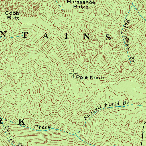 Topographic Map of Pole Knob, TN