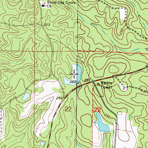 Topographic Map of Coaker Pond, AL