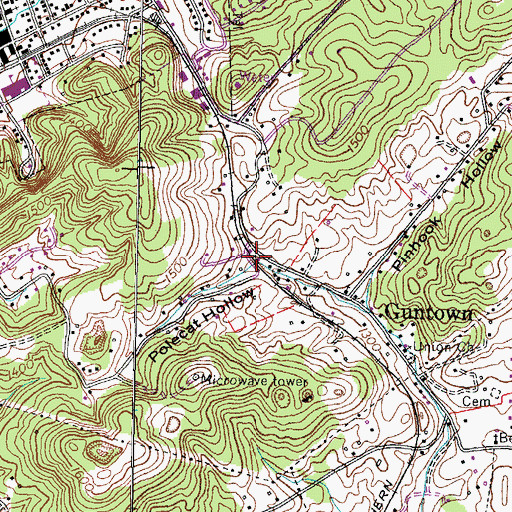 Topographic Map of Polecat Hollow, TN