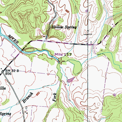 Topographic Map of Polk Branch, TN