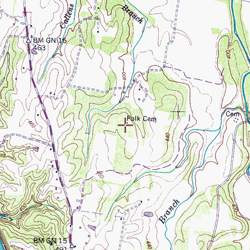 Topographic Map of Polk Cemetery, TN