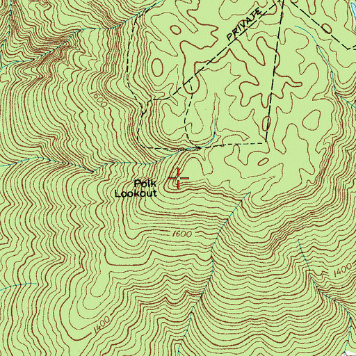 Topographic Map of Polk Lookout, TN