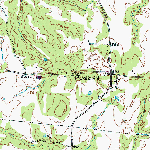 Topographic Map of Polk School, TN