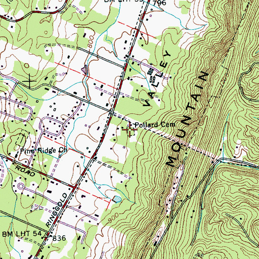 Topographic Map of Pollard Cemetery, TN