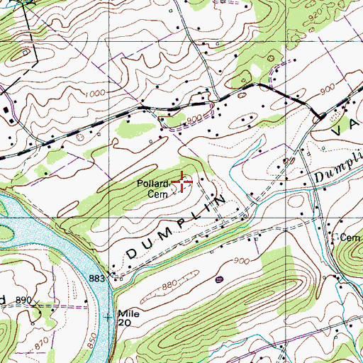 Topographic Map of Pollard Cemetery, TN