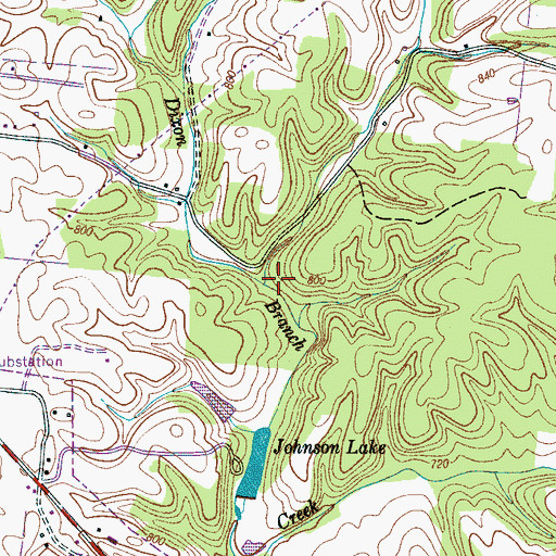Topographic Map of Pond Branch, TN