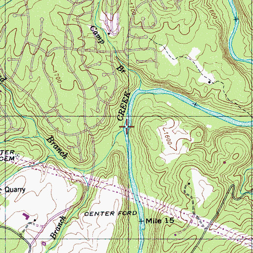 Topographic Map of Pond Branch, TN