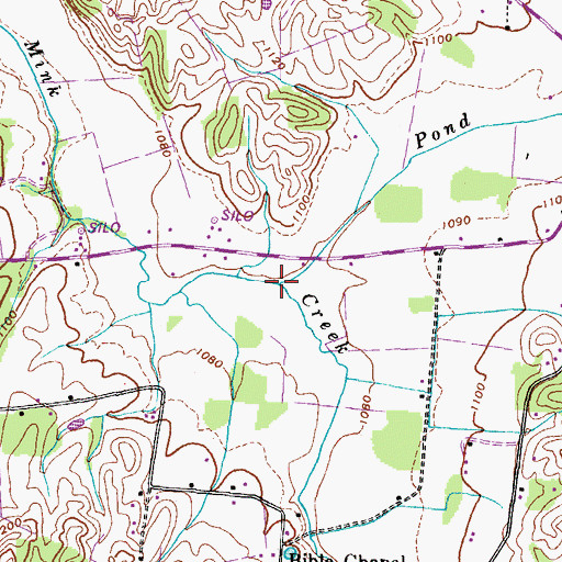 Topographic Map of Pond Creek, TN