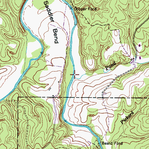 Topographic Map of Pond Creek, TN