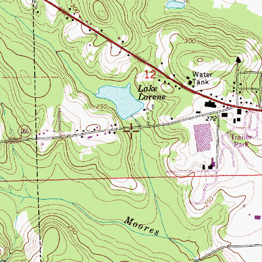 Topographic Map of Lake Lorene Lake Dam, AL