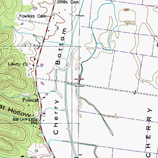 Topographic Map of Pond Creek, TN
