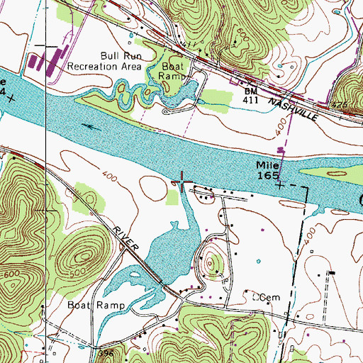 Topographic Map of Pond Creek, TN