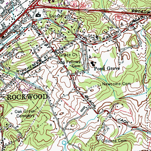Topographic Map of Pond Grove, TN