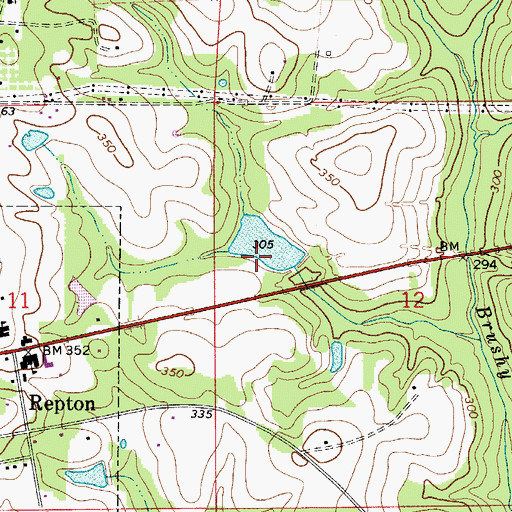 Topographic Map of W R Carter Dam, AL
