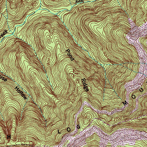 Topographic Map of Pond Ridge, TN