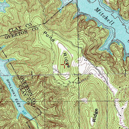 Topographic Map of Pond Ridge, TN