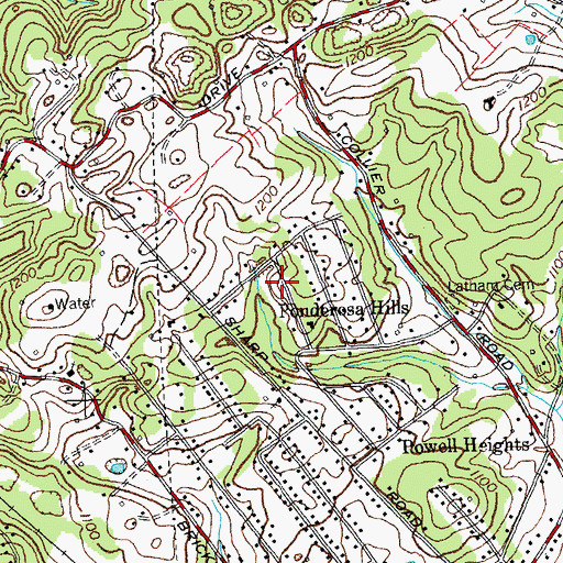 Topographic Map of Ponderosa Hills, TN