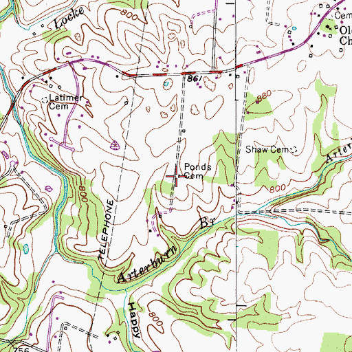 Topographic Map of Ponds Cemetery, TN