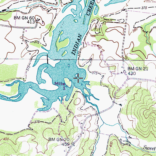 Topographic Map of Pony Creek, TN