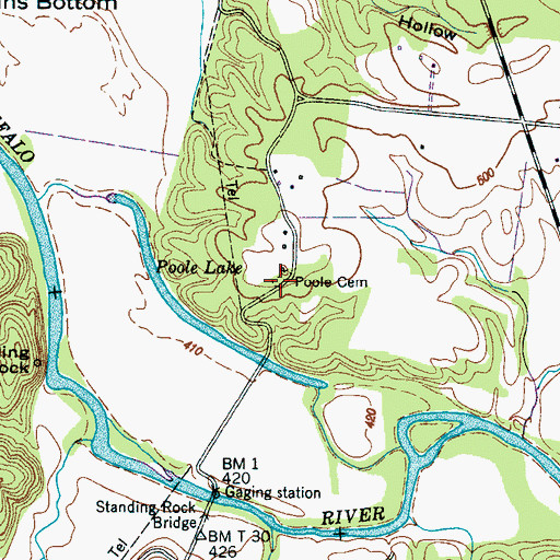 Topographic Map of Poole Cemetery, TN