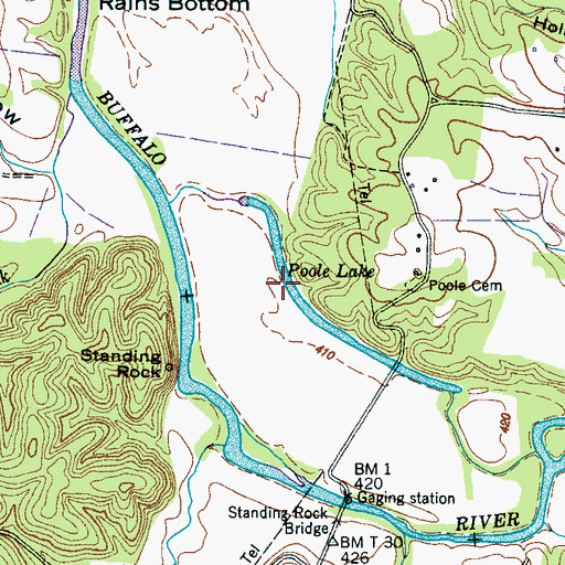 Topographic Map of Poole Lake, TN