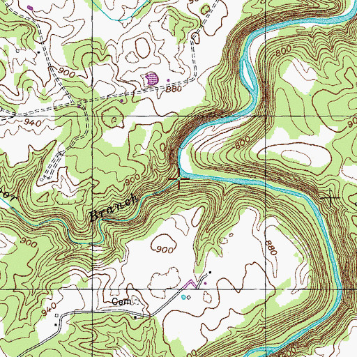 Topographic Map of Poor Branch, TN