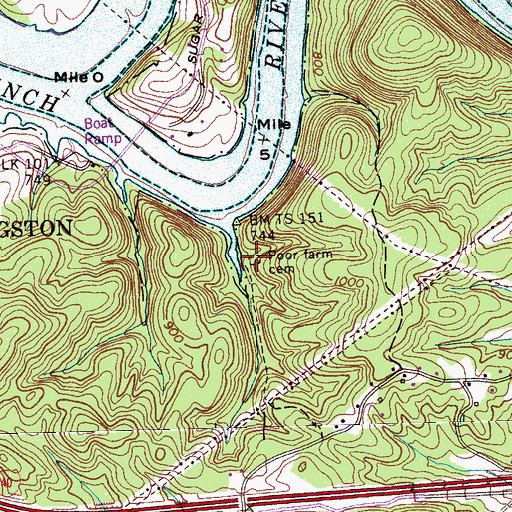 Topographic Map of Poor Farm Cemetery, TN