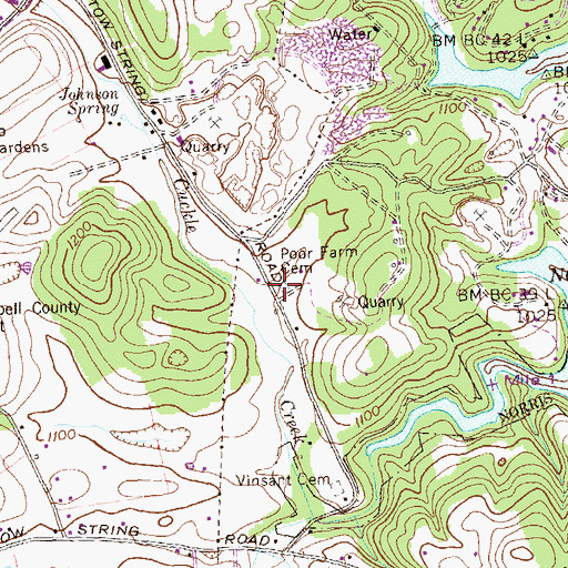 Topographic Map of Poor Farm Cemetery, TN