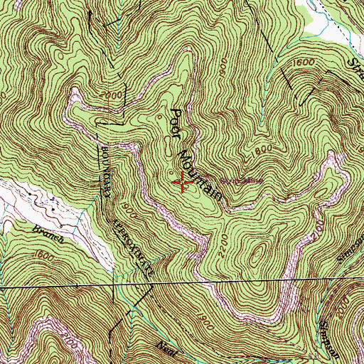 Topographic Map of Poor Mountain, TN