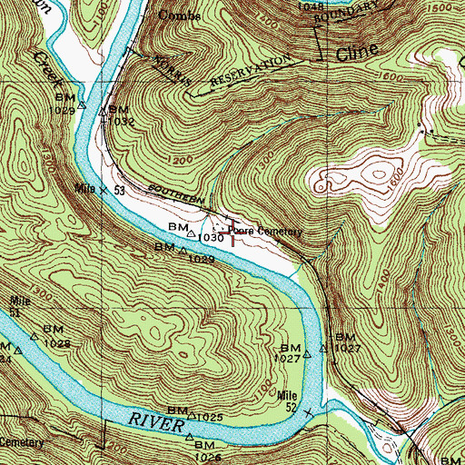 Topographic Map of Poore Cemetery, TN